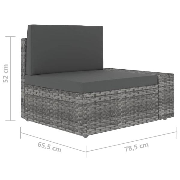 8-tlg. Garten-Lounge-Set mit Kissen Grau Poly Rattan