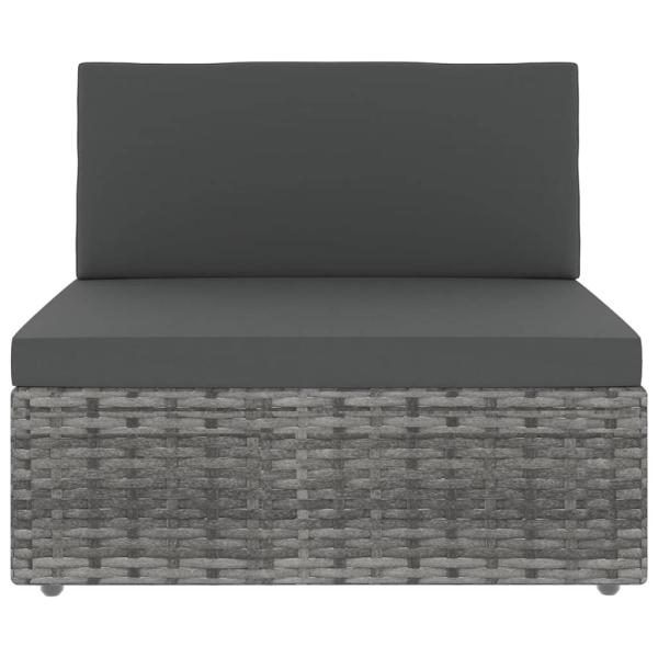 8-tlg. Garten-Lounge-Set mit Kissen Grau Poly Rattan