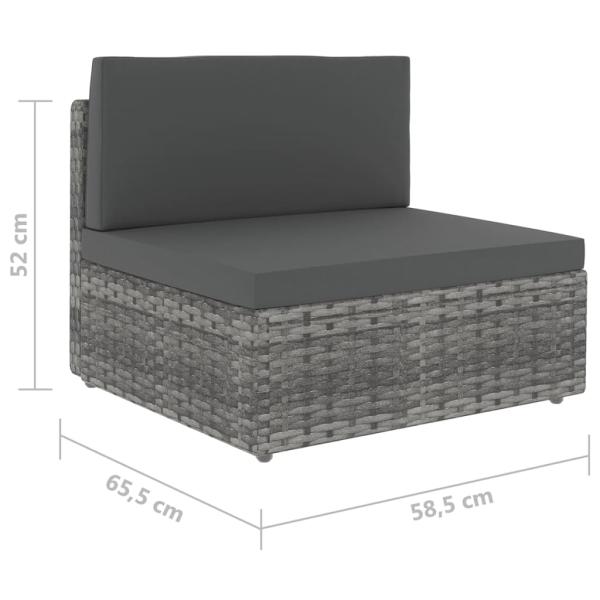 8-tlg. Garten-Lounge-Set mit Kissen Grau Poly Rattan