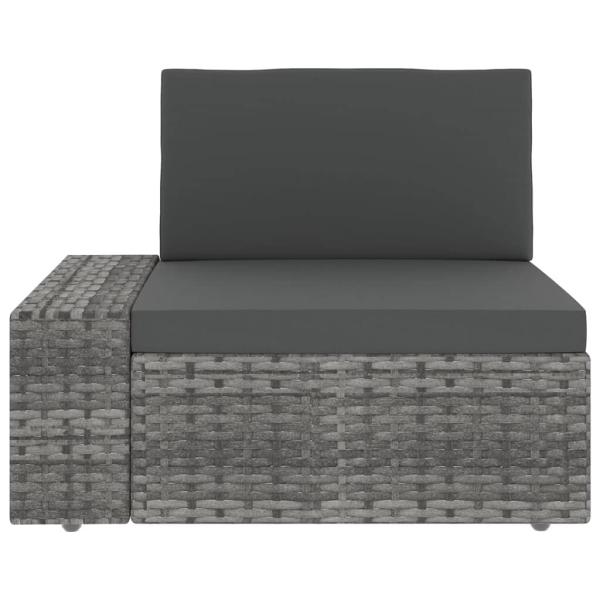 8-tlg. Garten-Lounge-Set mit Kissen Grau Poly Rattan