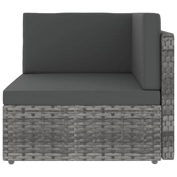 8-tlg. Garten-Lounge-Set mit Kissen Grau Poly Rattan