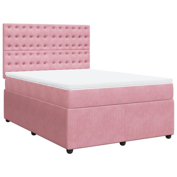Boxspringbett mit Matratze Rosa 160x200 cm Samt