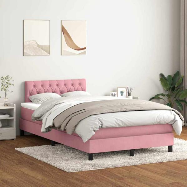 ARDEBO.de - Boxspringbett mit Matratze Rosa 120x220 cm Samt