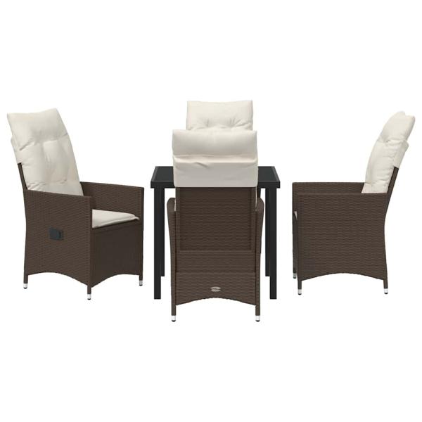 5-teiliges Garten-Esszimmer-Set mit Kissen Braun Poly Rattan