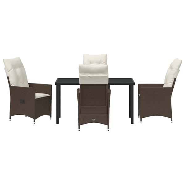 5-teiliges Garten-Esszimmer-Set mit Kissen Braun Poly-Rattan