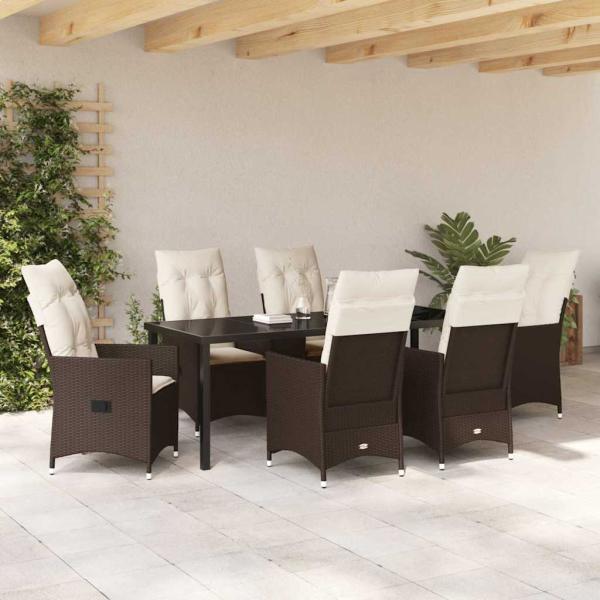 Garten Essgruppe 7 stk. Braun Poly-Rattan