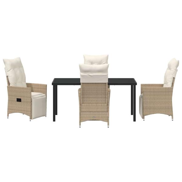 5-teiliges Garten-Dining-Set mit Kissen Beige Poly-Rattan