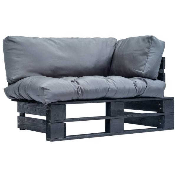 ARDEBO.de - Outdoor-Sofa Paletten mit Kissen in Grau Kiefernholz