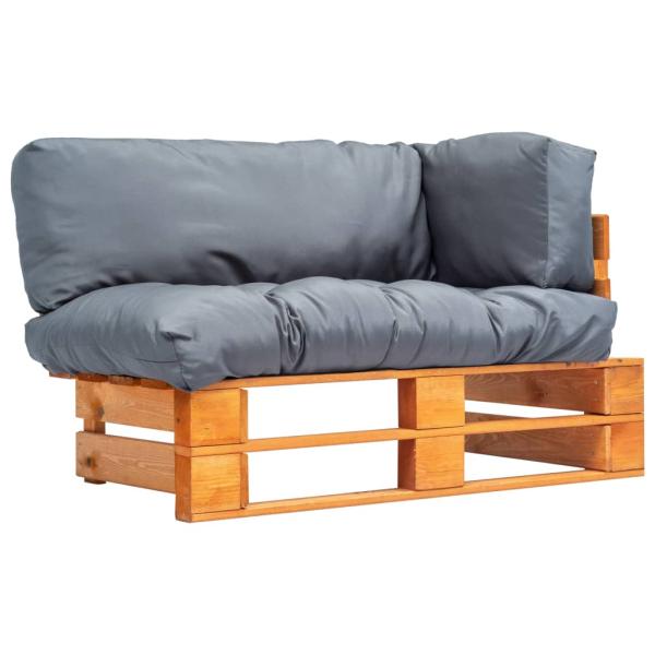 ARDEBO.de - Garten-Palettensofa mit Grauen Kissen Kiefernholz