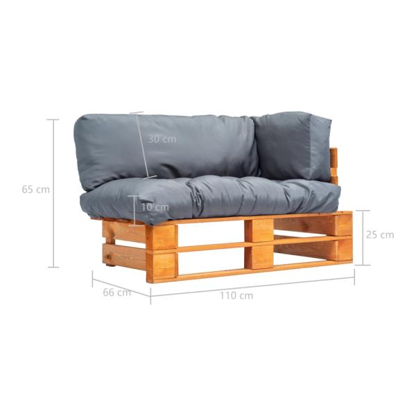 Garten-Palettensofa mit Grauen Kissen Kiefernholz