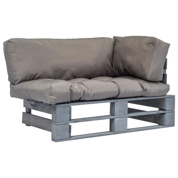 ARDEBO.de - Outdoor-Sofa Paletten mit Kissen in Grau Kiefernholz
