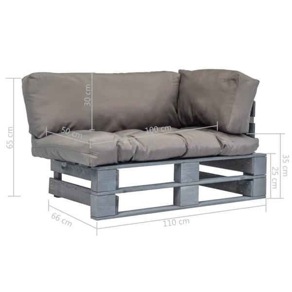 Outdoor-Sofa Paletten mit Kissen in Grau Kiefernholz