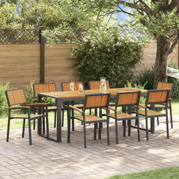 ARDEBO.de - 5-teilige Garten-Essgruppe aus massivem Holz Akazie und Metall