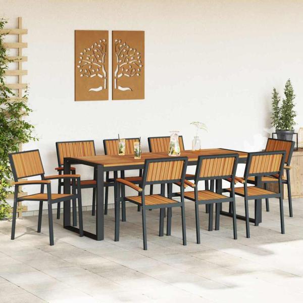 5-teilige Garten-Essgruppe aus massivem Holz Akazie und Metall