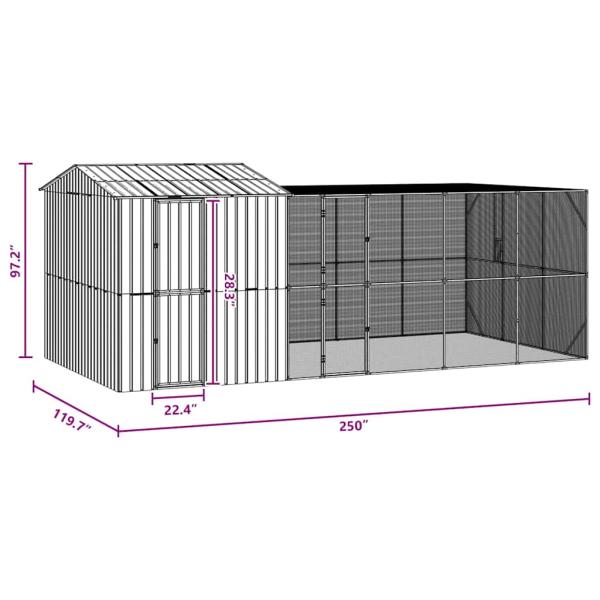 Voliere mit Erweiterung Anthrazit 310x619x247 cm Stahl
