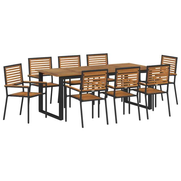 Garten Essgruppe 9 stk. Schwarz Massivholz Akazie