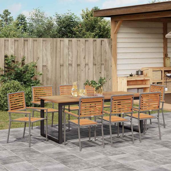 Garten Essgruppe 9 stk. Grau Massivholz Akazie