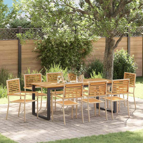 ARDEBO.de - Garten Essgruppe 9 stk. Beige Massivholz Akazie