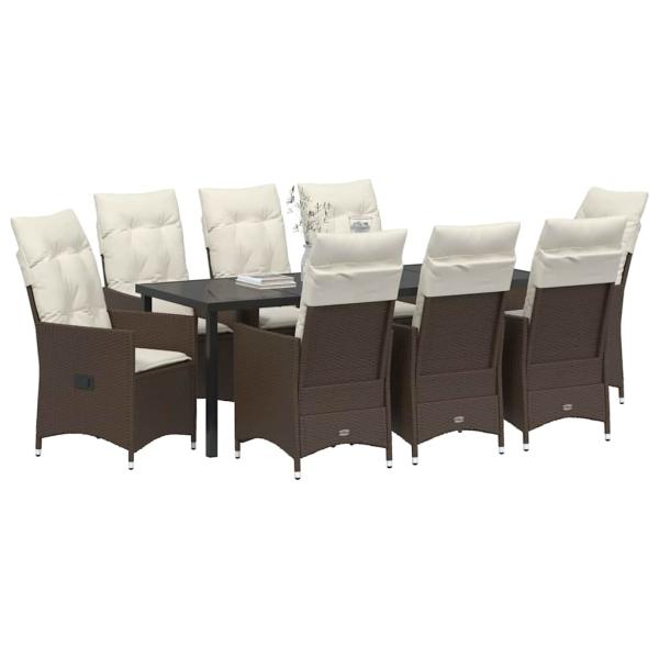 Garten Essgruppe 9 stk. Braun Poly-Rattan