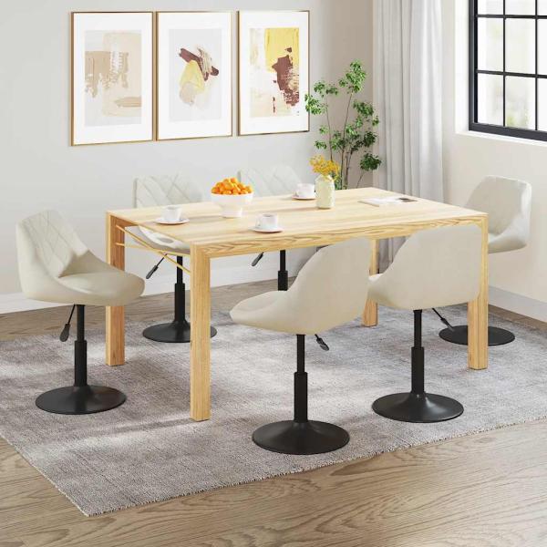 ARDEBO.de - Esszimmerstühle 6 Stk. Drehbar Creme Samt