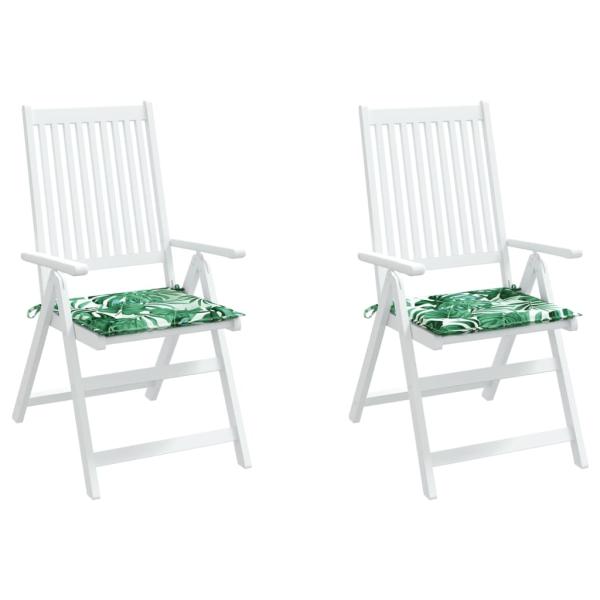 Stuhlkissen 2 Stk. Blattmuster 40x40x3 cm Stoff