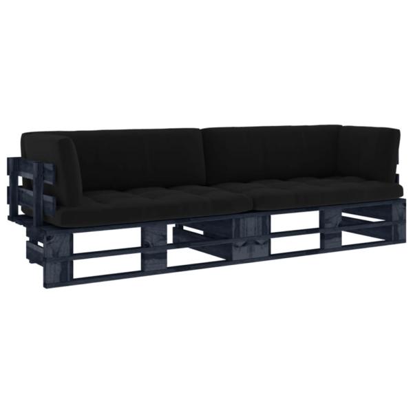 ARDEBO.de - 2-Sitzer-Palettensofa Schwarz Imprägniertes Kiefernholz