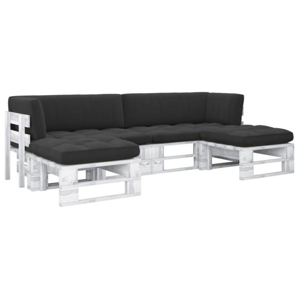ARDEBO.de - 4-tlg. Paletten-Lounge-Set Weiß Imprägniertes Kiefernholz