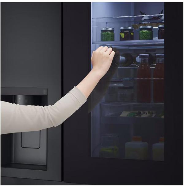 LG GSGV91EVAD Stand Side-by-Side Kombination, 91,3 cm breit, 635 L, Eis-, Crushed Ice- und Wasserspender, Wassertank, WLAN, Essence Black Steel