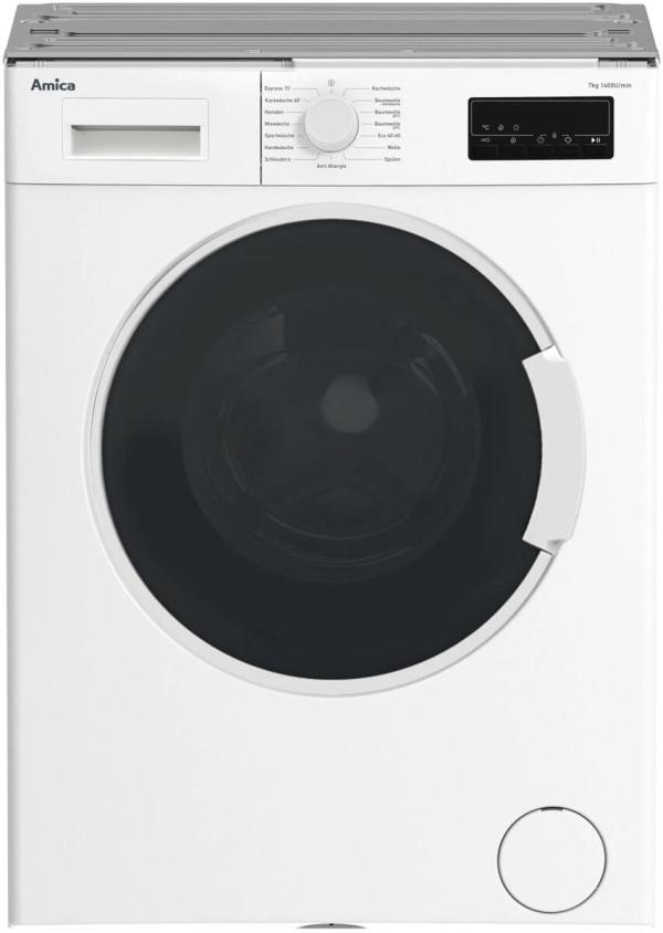 ARDEBO.de Amica UWA 474 040 7kg Frontlader Waschmaschine, 60 cm breit, 1400U/Min, Aquastopp, unterbaufähig, 15 Programme, weiß