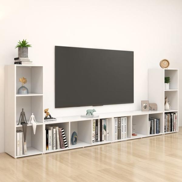 ARDEBO.de - TV-Schränke 4 Stk. Weiß 107x35x37 cm Holzwerkstoff