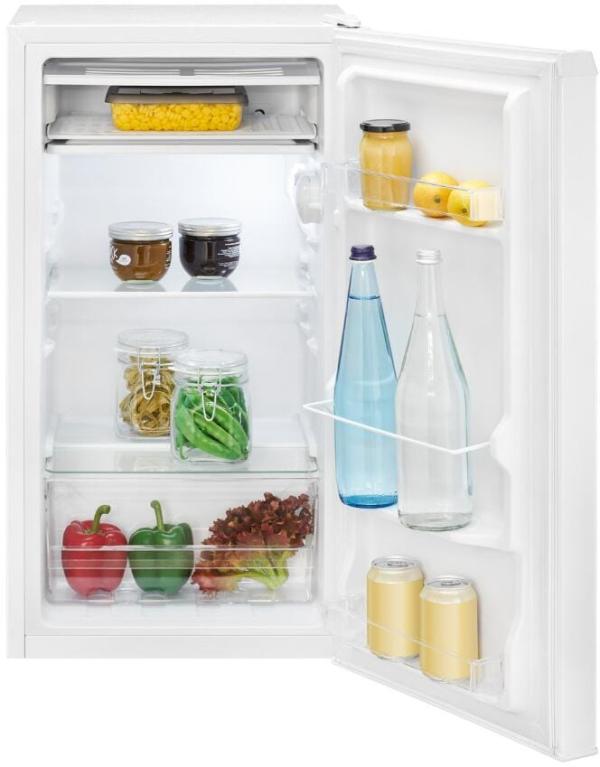 Bomann KS 7257 Stand Kühlschrank, 45 cm breit, 83 L, LED Innenraumbeleuchtung, Frostfach mit Eiswürfelschale, weiß