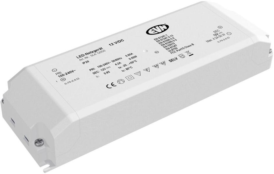 ARDEBO.de EVN SLK-Serie Netzgerät 12V/DC, 0,1-50W, IP20, Primär: 100-240V (SLK12050)