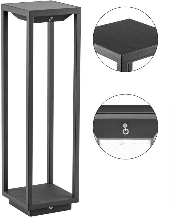 ARDEBO.de EVN SOLAR LED Wegeleuchte 500mm, IP54, Solar, 2,2W, 3000K, 120lm, Betriebszeit max. 12 Std., anthrazit (WLS50451502)