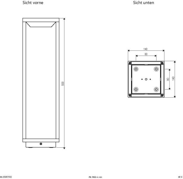 EVN SOLAR LED Wegeleuchte 500mm, IP54, Solar, 2,2W, 3000K, 120lm, Betriebszeit max. 12 Std., anthrazit (WLS50451502)
