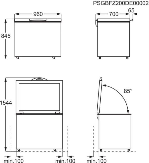 AEG AHB526D1LW Stand Gefriertruhe, 96 cm breit, 254 L, mit Korb, Innenraumbeleuchtung, weiß