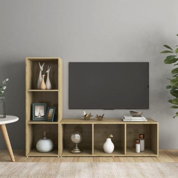 ARDEBO.de - TV-Schränke 2 Stk. Sonoma-Eiche 107x35x37 cm Holzwerkstoff