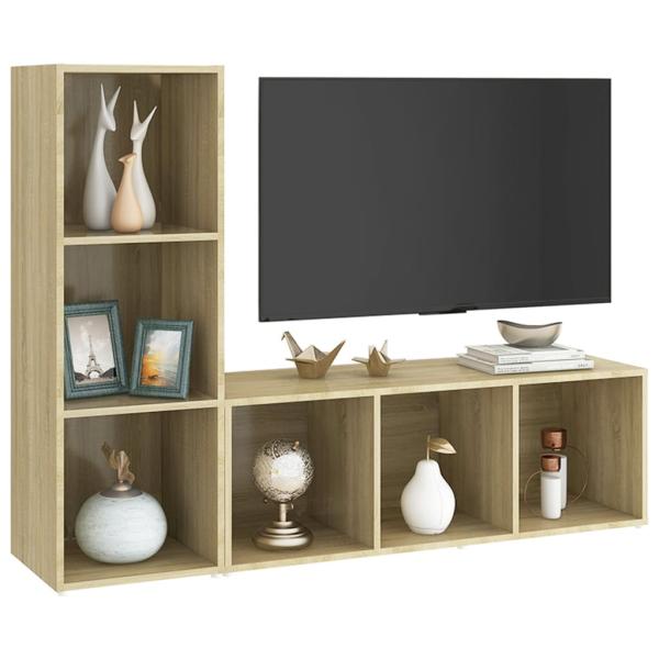 TV-Schränke 2 Stk. Sonoma-Eiche 107x35x37 cm Holzwerkstoff