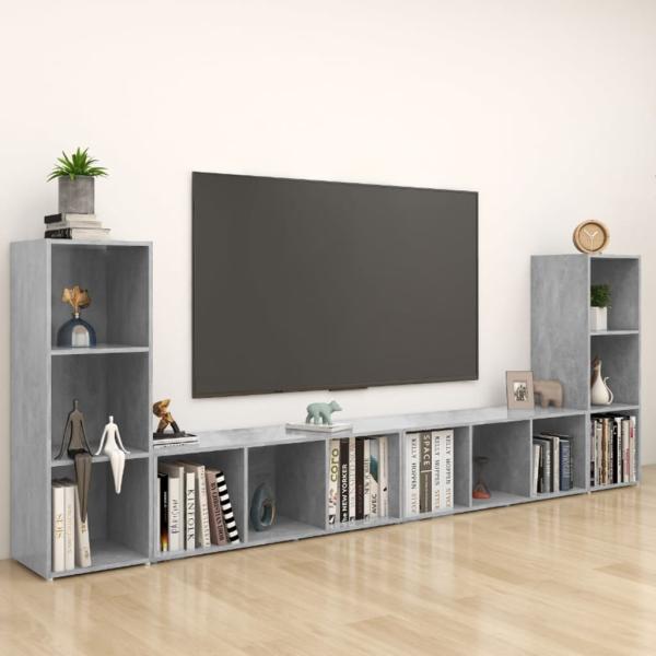 ARDEBO.de - TV-Schränke 4 Stk. Betongrau 107x35x37 cm Holzwerkstoff