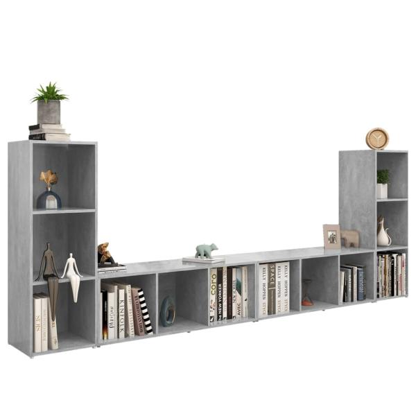 TV-Schränke 4 Stk. Betongrau 107x35x37 cm Holzwerkstoff