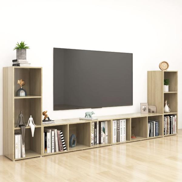 ARDEBO.de - TV-Schränke 4 Stk. Sonoma-Eiche 107x35x37 cm Holzwerkstoff
