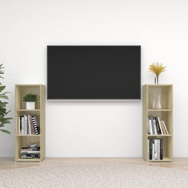 ARDEBO.de - TV-Schränke 2 Stk. Sonoma-Eiche 107x35x37 cm Holzwerkstoff