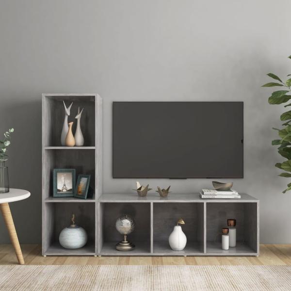 ARDEBO.de - TV-Schränke 2 Stk. Betongrau 107x35x37 cm Holzwerkstoff