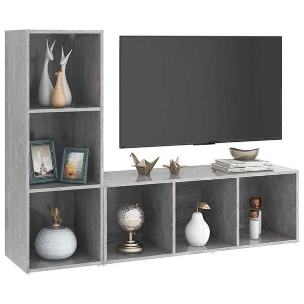 TV-Schränke 2 Stk. Betongrau 107x35x37 cm Holzwerkstoff