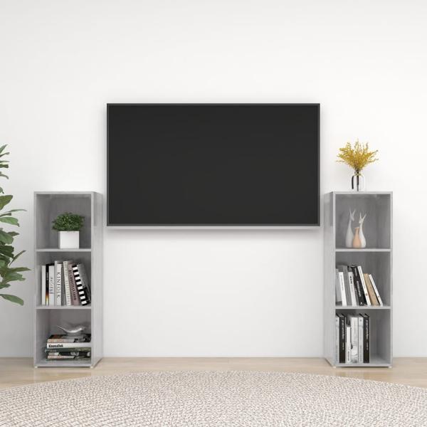 ARDEBO.de - TV-Schränke 2 Stk. Betongrau 107x35x37 cm Holzwerkstoff