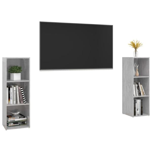 TV-Schränke 2 Stk. Betongrau 107x35x37 cm Holzwerkstoff