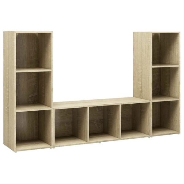 TV-Schränke 3 Stk. Sonoma-Eiche 107x35x37 cm Holzwerkstoff
