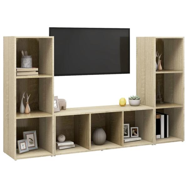 TV-Schränke 3 Stk. Sonoma-Eiche 107x35x37 cm Holzwerkstoff