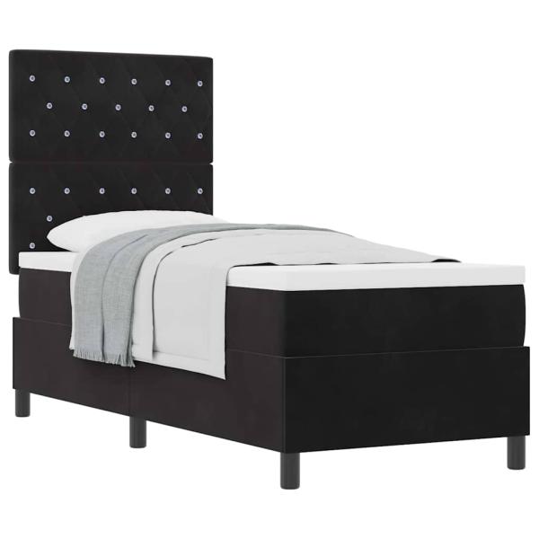 Boxspringbett mit Matratze Schwarz 80x200 cm Samt