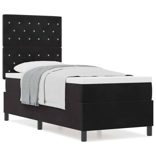 Boxspringbett mit Matratze Schwarz 80x200 cm Samt