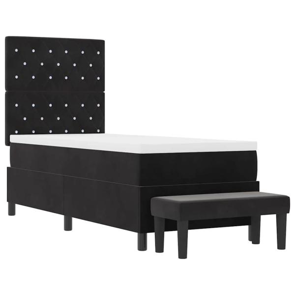 Boxspringbett mit Matratze & Bank Schwarz 80x200 cm Samt